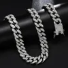 Hip Hop Necklace 13mm Cuban Link Chain For Men Iced Out Bling Rhinestone Chaine Homme Fashion Jewelry Wholesale