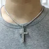 Shinning Diamond Stone Crucifix Cross Cross Naszyjnik Stal nierdzewna platyna platyna mężczyźni kobiety kochanek