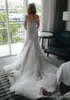2019 Białe aplikacje Syrenka Sukienka ślubna Off The Ramię Tiers Ruffles Long Church Garden Bride Bridal Suknia Custom Made Plus Size