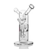 Bicchiere di vetro spesso Bong d'acqua Narghilè Tubi d'acqua in vetro a due funzioni Recycler Oil Rigs Bong unico con ciotola da 14 mm