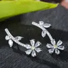 Fashion- Designer Jewelry Women Shining Crystal Flowers Ear Studs Earrings For Grils S925 Silver Earring Wholesale