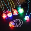 Novelty Lighting glow up flashing for christmas Kids Colorful Beads Chain LED Light Cartoon Santa Claus Pendant Necklace Party Favors