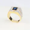 Оптовые - бриллиант звезды кольцо роскошный дизайнер ювелирные изделия прямоугольный широкий издание классические мужские серебристые 18K золотое мужское кольцо бесплатная доставка