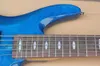 Guitare basse électrique bleue à 5 cordes, personnalisée en usine, avec placage à motifs de nuages, matériel chromé, offre personnalisée