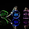 Spersonalizowany Projekt Laser Grawerowanie Wzór Kryształ Brelok LED Kolorowe Zmiana Para Klucz Łańcuch Ślub Xmas Walentynki Prezent EEO158