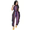 2019 Sexiga Kvinnors Bodycon Jumpsuit Playsuit Stripe Tryckt Laciness Bodywear Jumpsuits Ärmlös Beach Party Kvinnor Outfit Kläder