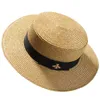 Fashion-Woven Wide-brimmed Hat Gold Metal Bee Fashion Wide Straw Cap Parent-child Flat-top Visor Woven Straw Hat2762