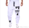 Men's Pants Mens White Gray Elastic Waist Printed Letters Loose Casual Harem Baggy Hip Hop Dance Sport Pant Trousers Slacks S287D