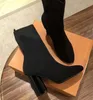 [Boîte d'origine] Luxe Nouvelles femmes Cheville Hlaf Talon haut 10CM Bottines en forme de chaussette Dames High Aftergame Quincunx Talon Bottes de mode Taille 35-40