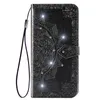 Bling Diamond Wallet Ledertaschen für iPhone 15 14 13 12 11 Pro XS MAX XR X 8 7 6 Samsung S23 Ultra Spitze Datura Kartensteckplatz Aufdruck Blume Luxus Halter Abdeckung Shinny PU Tasche