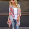 Summer Cardigan Kobiety Długie Boho Dzianiny Paski Cardigans Feminino Outwear Z Długim Rękawem Luźna Odzież Sweter