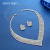 Mecresh Crystal Bridal Wedding Jewelry Sets Necklace African Beads Silver Color Rhinestone WomenSets Engagement