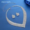 Mecreesh Crystal Bridal Свадебные украшения Наборы Ювелирных Изделий Ожерелье Африканские Бусы Серебряный Цвет Горный Хрусталь Винсет