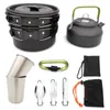 Outdoor Conjunto Panelas Camping Louça Cozinhar Carabiner Viagem Louça Talheres Utensílios Caminhadas Picnic Set Camping Panelas