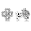 Novo 100% 925 Sterling Silver Pandora Brincos Flower Tipo Hollow Ear Studs Charm Beads Fit Bracelet DIY Dongler Atacado Fábrica