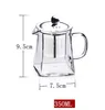 Théière en verre théière en borosilicate transparent tasse à thé en acier inoxydable eau café lait boire verres à domicile bureau conteneur d'eau