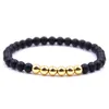 Mens e mulheres 8mm 6mm fios frisados ​​pulseira de ouro / rosa de ouro / branco / preto Charme de cobre braceletes