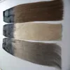 Bande de couleur Ombre dans les cheveux 100% Real Remy Extensions de cheveux humains 40 pcs 100% Real Remy Straight Invisible Skin Weft PU Tape On Hair Extensions