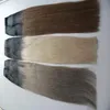 Bande de couleur ombrée dans les cheveux 100 extensions de cheveux humains Remy réels 40 pièces 100 bandes PU de trame de peau invisibles droites réelles Remy sur les cheveux E2590090