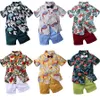 キッズ服セット夏のベビー服の男の子花柄プリントシャツトップス+ショートパンツ2個/セットボーイズ衣装ファッション子供スーツM1773