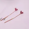 Senior Designer Rose rouge amour boucles d'oreilles tempérament féminin Corée gland fille net célébrité longue personnalité boucles d'oreilles simples exquis dames boucles d'oreilles bijoux