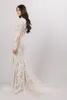 Abiti da sposa modesti a sirena in pizzo Boho con maniche lunghe in pizzo avorio Fodera in champagne Abiti da sposa LDS Abito da sposa religioso su misura