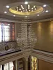 Modern Luxury LED lustres K9 Crystal Lamps Rotary staircase chandelier Living room villa lobby Lights For Chandeliers LLFA