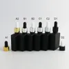 200 x 30ml Empty Frost Black Square Flat Glass Bottles With Aluminum Dropper 1oz