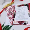 Zarif Kırmızı Tri-Fold Lazer Kesim Düğün, Ayva, Tatlı Onaltı, Lazer Kesim Cep Göbek Band ve RSVP Kart Ile Davet Ediyor