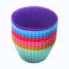 De alta qualidade muffin cupcake xícaras de silicone 12 pcs / lote redondo para bolinho cupcake diy cozimento fondant bolo bolo copos moldes Promotion