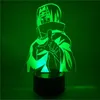 Naruto Kakashi Minato Uchiha Sasuke Modeling Night Light 7 Couleurs LED Kids Fixtures de chevet 3D Visual Anime USB Desk Lamp2329498