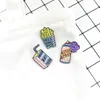 3Pcs Lovely Cartoon Brooch Pins Cute Lapel Pins Enamel Brooches Set French Fries Milk Box Spray Denim Jacket Badge Jewelry Accessories