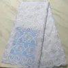 5Yards / pc 드레스 BC72-5에 대 한 멋진 로얄 블루 아프리카 코 튼 원단과 꽃 자 수 스위스 voile 레이스 패브릭