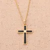 Kupfer-Emaille-Kreuz-Anhänger-Halskette für Männer und Frauen, goldfarbene Kette, religiöser Schmuck, Weihnachtsgeschenke