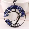 Handmade Tree of Life Natural Stone Pendant Necklace Vintage Opal Reiki Healing Crystal Choker Necklace for Women Nice Gift