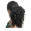 14 inç İpli at kuyruğu saç Uzatma Klip insan Afro Kinky kıvırcık at kuyruğu Hairpieces ile Elastik Bant Tarak