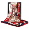 90 * 90 Silk Scarf Modig högkvalitativ Stor Square Silk Scarf Fashionable Retro Printed Scarf Lady