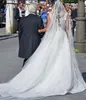 Классические русалки свадебные платья V-образным вырезом Аппликации Sequins Кружева на заказ свадебные платья с длинными съемными домиками отеля