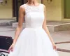 Longueur Au Genou Court Tutu Robes De Mariée Simple Conception 2019 Dentelle Top Tulle Jupe Une Ligne Courte Robe De Mariée robe de noiva Customize299c