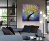 schilderijen gloednieuwe 100% handgeschilderd gouden bloem boom olieverfschilderij thuis muur decor kunst moderne abstracte schilderijen geen frame b3