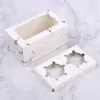 大理石のパターンの透明な窓の焼き箱丸カップケーキボックスウエストポイントマフィンパッキング結婚式ギフトボックスLX0557