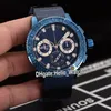 Nouveau 45 mm Diver Marine 353-98LE-3 Artemis 353-98LE Cadran bleu Miyota Quartz Chronographe Montre pour homme Boîtier en acier Bracelet en caoutchouc bleu Hell249Q