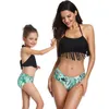 Dropship Parent-child Swimsuit Tassels Sexy Bikini Swimming Suit Summer Women Solid Bikini Set 2 Pieces/set