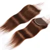 Extensions de cheveux humains malaisiens 4 couleurs 3 faisceaux avec fermeture à lacet 4X4 avec trames de cheveux de bébé avec fermeture droite 4pcs couleur 4 #