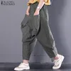 ZANZEA 2019 Vintage donna pantaloni harem a righe Plus Size Lady Baggy pantaloni lunghi femminile casual elastico in vita pantaloni di rapa V191021