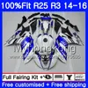 Fabriks vit injektionskropp för Yamaha YZF R3 R25 YZF-R3 YZFR25 14 15 16 17 240HM.10 YZF-R25 R 25 YZFR3 2014 2015 2016 2017 Fairings Kit