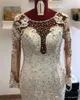 Prawdziwy obraz Suknie ślubne Syrenki Klejnot Neck Illusion Lace Aplikacje Kryształ Zroszony Długie Rękawy Sąd Pociąg Suknie Bridal Custom Made