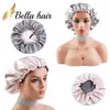 2019 New Arrival Double Side Satin Cap to Care Hair Pink/Grey Silk Night Sleep Cap for Women Girls Lady