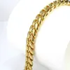 Homens cheios de ouro Miami Chain Chain Bracelet Gares de segurança dupla