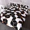 Blessliving Geometrische Bettwäsche Set Schwarz weiß Bettbedeckungsabdeckung Marmorabdruckblöcke Würfelbettdecke Modelle Bettspezifische Queen9687236